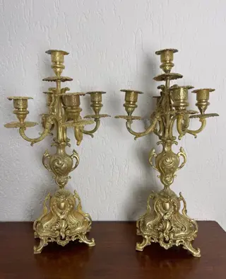 Candlesticks - five arms (2) - Brons - about 1900