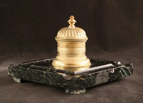 Inktpot - Brons, Marmer - Tweede helft 19e eeuw