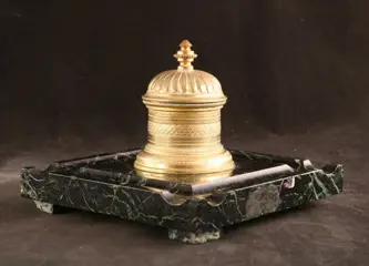 Inktpot - Brons, Marmer - Tweede helft 19e eeuw