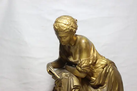 Mathurin Moreau (1822-1912) - Gélot editeurs - Beeld, een vrouw/genade met een boek en de natuur - Neoklassieke stijl - Brons (verguld) - Tweede helft 19e eeuw