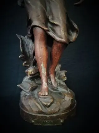 Naar model van Charles Ruchot (act. ca. 1880-1925) - Figuur/beeld, "Pavot" (1) - Zinklegering - ca. 1900