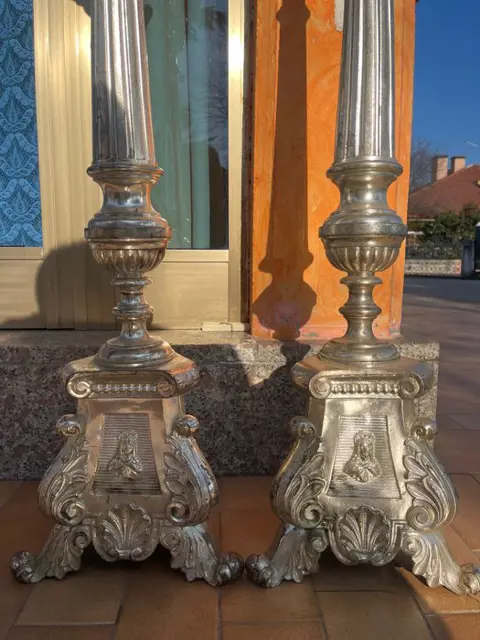 Kandelaar, Kandelaar - Brons (verzilverd) - Begin 20e eeuw