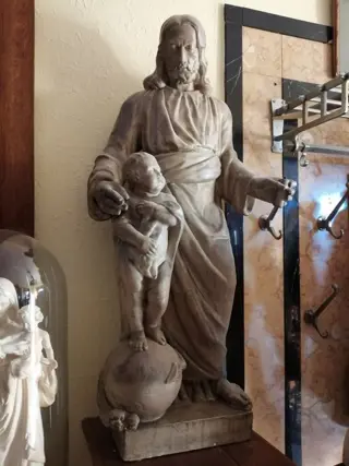 Beeld, Jozef met Kindje Jezus (93 cm.) - Gothisch - Terracotta - 19e eeuw