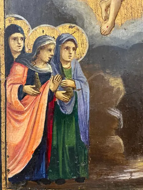 Icoon, Paasvoorstelling met de Heilige 3 Maria's - Hout - 19e eeuw