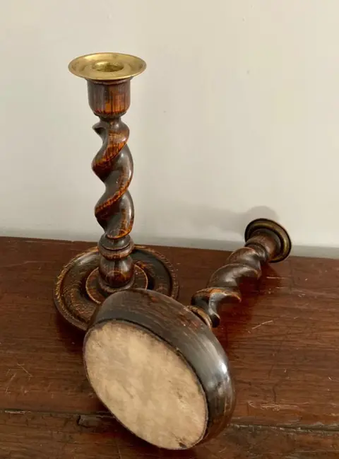 Kandelaar, Barley twist (2) - Eik - 20e eeuw