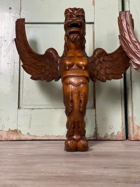 Beeld, gevleugelde draken - 41 cm (2) - Hout - Eind 19e eeuw