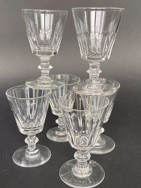 Baccarat / Saint Louis - Schitterende serie van 6 oude glazen - model Caton - Geslepen kristal