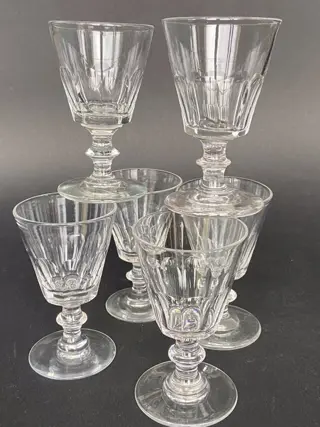 Baccarat / Saint Louis - Schitterende serie van 6 oude glazen - model Caton - Geslepen kristal