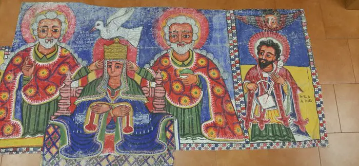 Koptische altaarvloer - tempera op canvas - Begin 20e eeuw