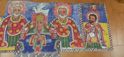 Koptische altaarvloer - tempera op canvas - Begin 20e eeuw