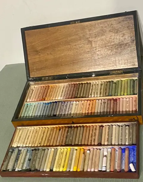 Lefranc - Doos met pastelkrijt - Hout - Midden 20e eeuw