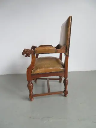 Fauteuil - Neoklassiek - Eik, Leder - Eind 19e eeuw