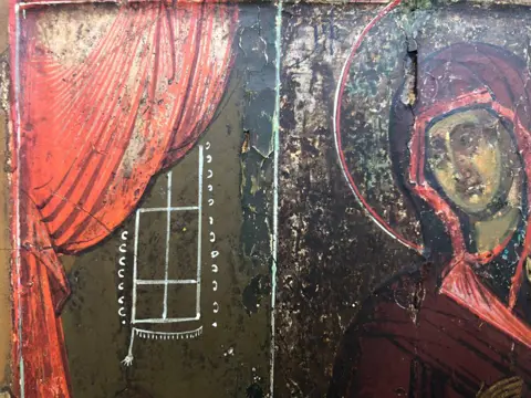 Icoon, Onze Lieve Vrouw van Onverwachte Vreugde - Hout - 19e eeuw