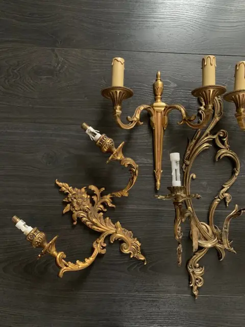 Muurlamp (5) - Lodewijk XVI-stijl - Brons (verguld) - 20e eeuw