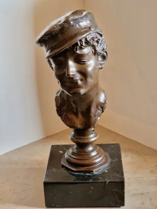 Beeld, buste van de Napolitaanse school - straatjongen - Brons - Begin 20e eeuw