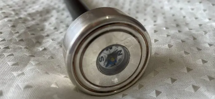 Wandelstok, Kompas - Italië - Hout, Verzilverd - Midden 20e eeuw