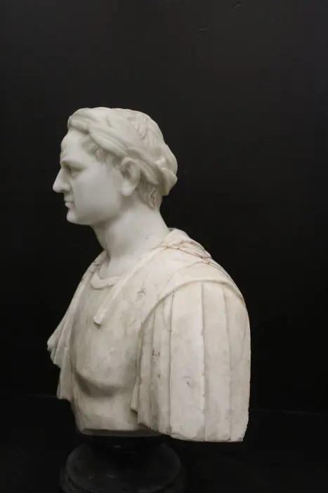 Beeld, Keizer Caesar Augustus - 57 cm - Marmer - 20e eeuw