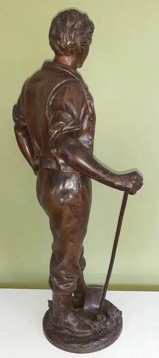 Ernest Rancoulet (1870-1915) - Beeld, Man aan het werk op het land - 52 cm - Zinklegering - Eind 19e eeuw