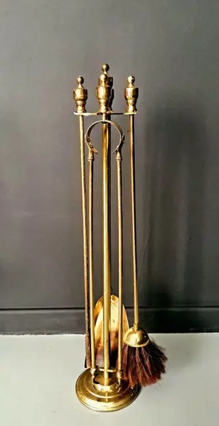 messing open haard set - Messing - 20e eeuw