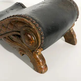 voetsteun - Hout, Leder - Hier. 1900