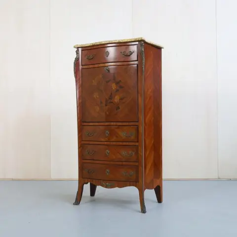 Secretaire - Louis XV - Marmer, Messing, Palissander - Eind 19e eeuw