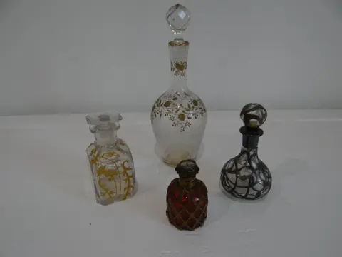 parfumflesjes (4) - Kristal, Messing, Zilver