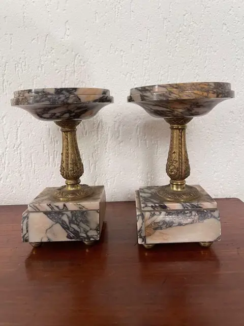 Cassolettes (2) - Lodewijk XVI-stijl - Brons, Marmer - Tweede helft 19e eeuw