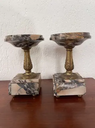 Cassolettes (2) - Lodewijk XVI-stijl - Brons, Marmer - Tweede helft 19e eeuw