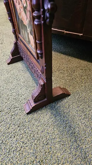 Tafelscherm met schilderij - Walnoot - 19e eeuw