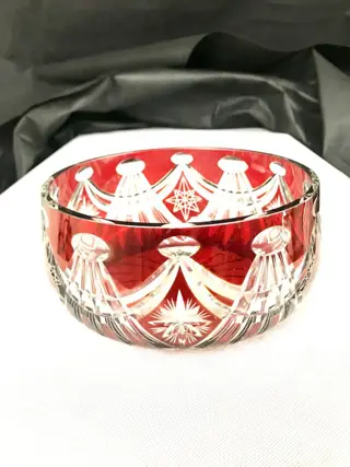 Val Saint Lambert - prachtigezeldzame antieke fruitschaal Val Saint Lambert - Kristal