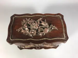 Juwelendoosje - Eik, Messing, Zinklegering - Eind 19e eeuw