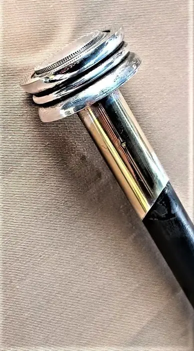 Riet met .900 zilveren munt uit het jaar 1901. - Zilver, metaal, hout. - Tweede helft 20e eeuw