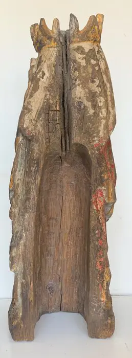 Beeld, Maagd - Romaanse stijl - Hout - 18e/19e eeuw