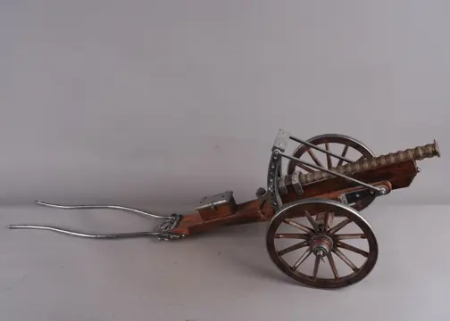miniatuur tafel kanon op affuit (Alleen voor decoratieve doeleinden) - Brons, Hout, metaal - Midden 20e eeuw