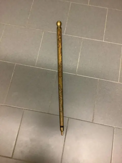 Wandelstok - Systeemstok met verborgen Biljartkeu - hout - messing - 20e eeuw