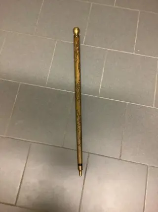 Wandelstok - Systeemstok met verborgen Biljartkeu - hout - messing - 20e eeuw