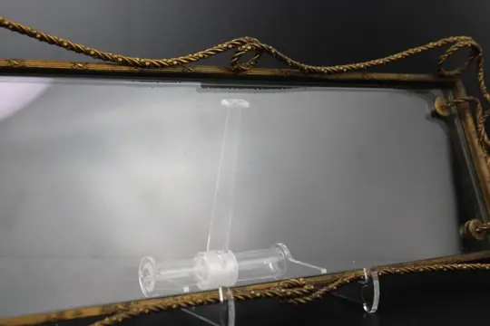 Touwachtig dienblad plateau met glazen bodem - Napoleon III stijl - Brons, Glas, Messing - Eind 19e eeuw