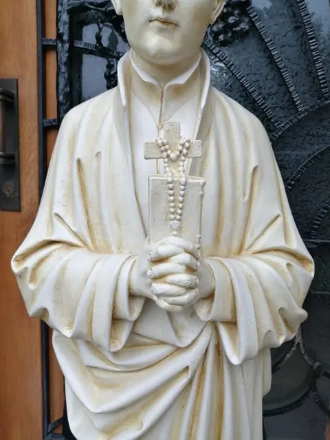 Beeld, Groot Antiek Kerkbeeld van Sint Johannes Bergmans - Gips - Eind 19e eeuw