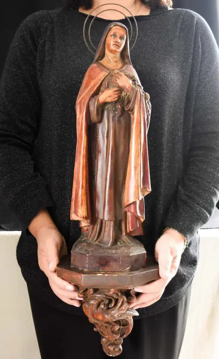 Santa Teresa, met sokkel, Olot - Hout, houtpulp - Begin 20e eeuw