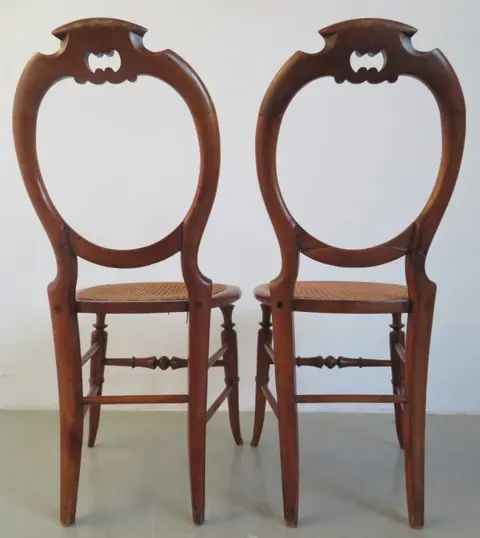 Ballonrug stoelen - Biedermeier - Mahonie, Riet - Midden 19e eeuw