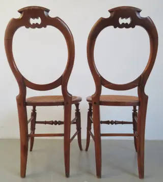 Ballonrug stoelen - Biedermeier - Mahonie, Riet - Midden 19e eeuw