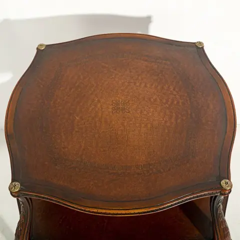 Met leer beklede bijzettafel - Hout, Leder - 20e eeuw