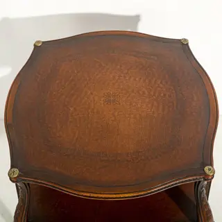 Met leer beklede bijzettafel - Hout, Leder - 20e eeuw