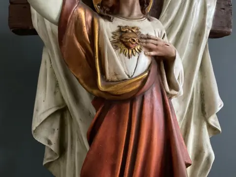 Beeld, Heilig Hart (71 cm.) - Gips - Begin 20e eeuw