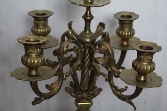 Candelabrum, Altaarkandelaars (2) - Brons (verguld) - 19e eeuw