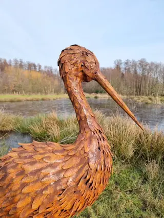 Very large sculpture of a Heron, 110 cm. tall - metal - recent