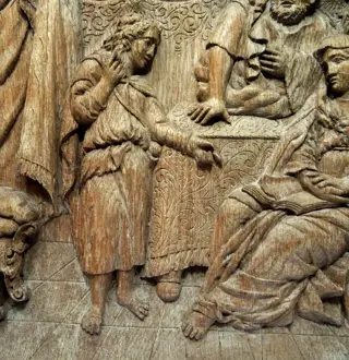 Reliëf, scène uit het oude testament - Eik - Eerste helft 18e eeuw