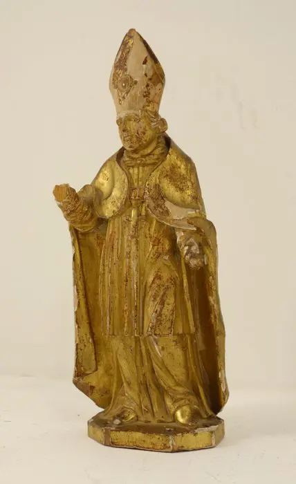 Gouden stucwerk bisschop sculptuur - Hout - Eerste helft 19e eeuw