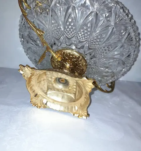 fruitschaal (1) - Brons (verguld), Kristal - Midden 20e eeuw