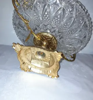 fruitschaal (1) - Brons (verguld), Kristal - Midden 20e eeuw